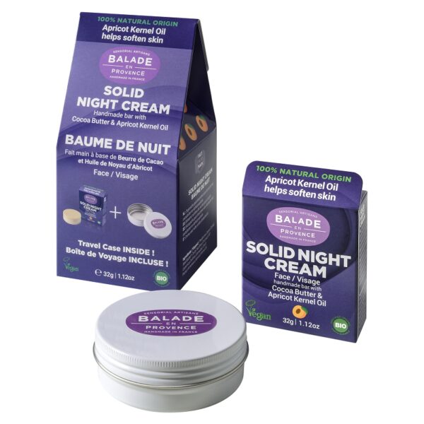 Pack Crema de noche sólida 32gr. + lata de aluminio viajera Balade en Provence
