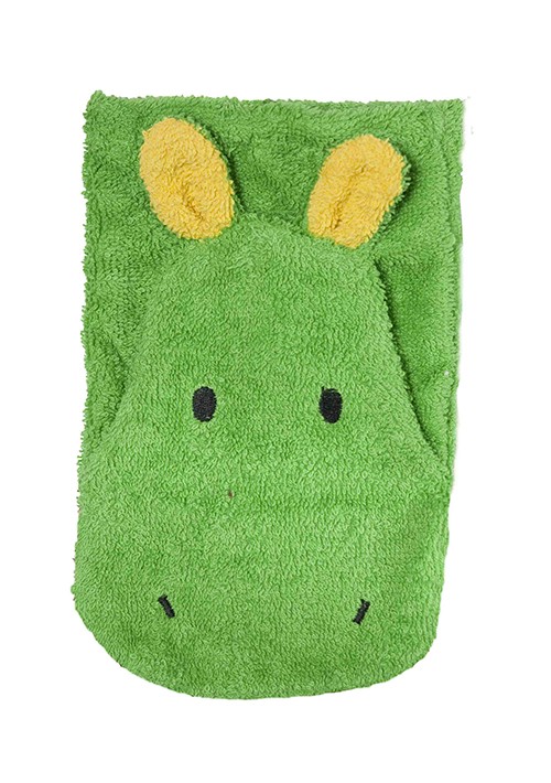 Manopla de algodón orgánico hipopotamo verde grande Fürnis