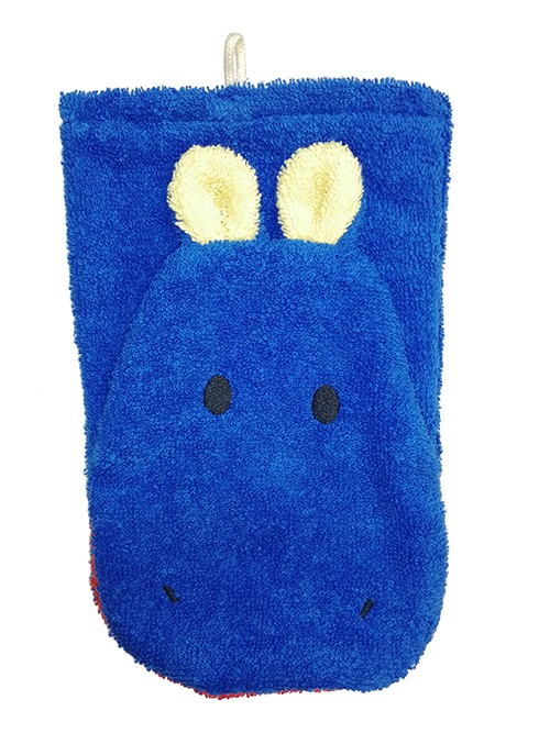Manopla de algodón orgánico hipopotamo azul grande Fürnis