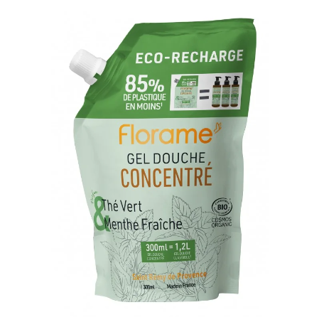 Eco-recarga Gel de ducha concentrado - Té Verde & Menta Fresca Florame