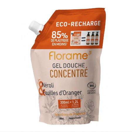 Eco-recarga Gel de ducha concentrado - Neroli y Hojas de naranja Florame
