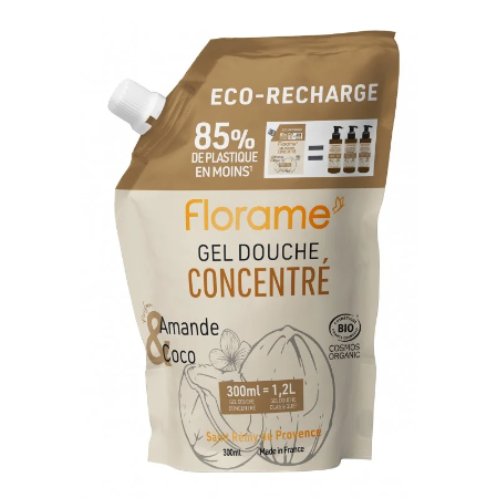 Eco-recarga Gel de ducha concentrado - Almendras y Coco Florame
