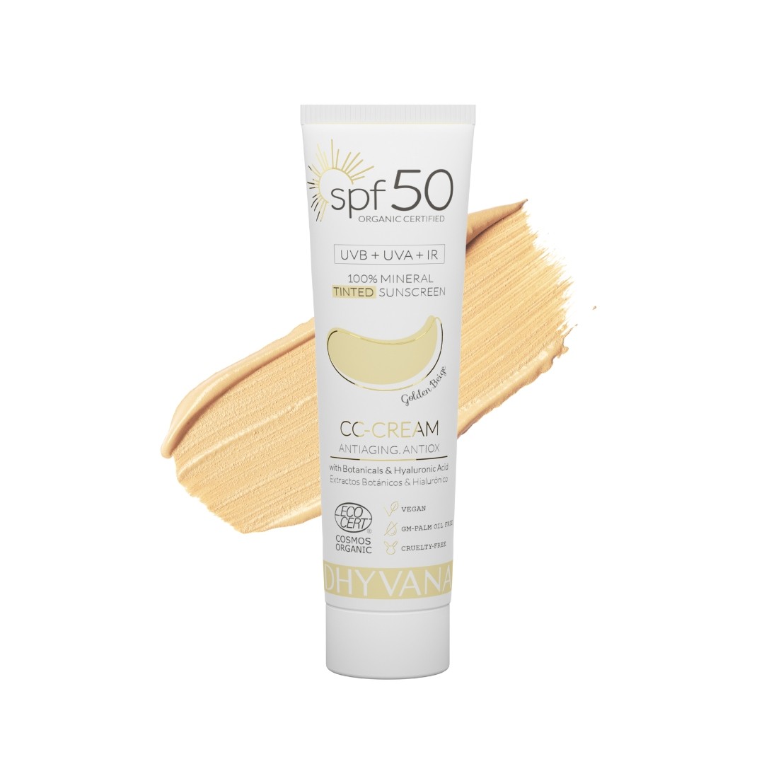 SPF50 CC-Cream con Botánicos y Ácido Hialurónico Golden Beige Dhyvana