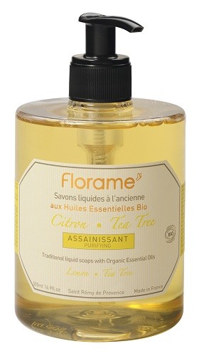 Jabón de manos líquido desinfectante de limón y árbol del té Florame