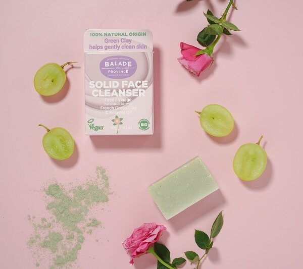 Limpiador facial sólido con arcilla verde y rosa mosqueta 40gr. Balade en Provence